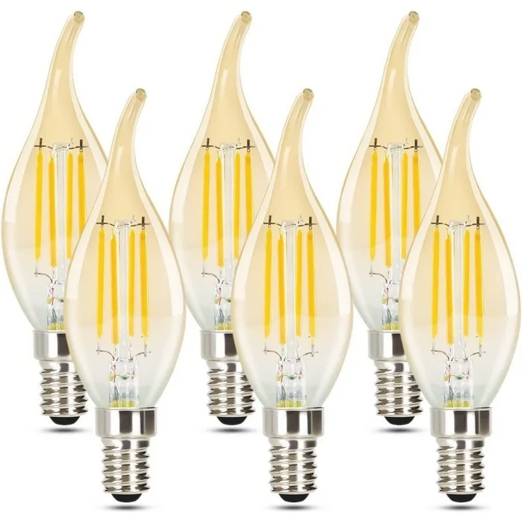 Nettlife LED-Leuchtmittel 6 Stück E14 2700K kerze Birne 4W Filament Retro Edison Glühlampe, E14, 6 St, Warmweiß