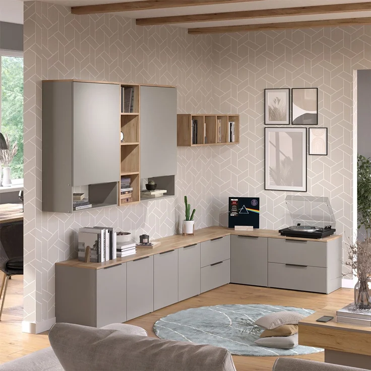 Wohnwand Wido Greige 9 Teile Vicco – Bild 3