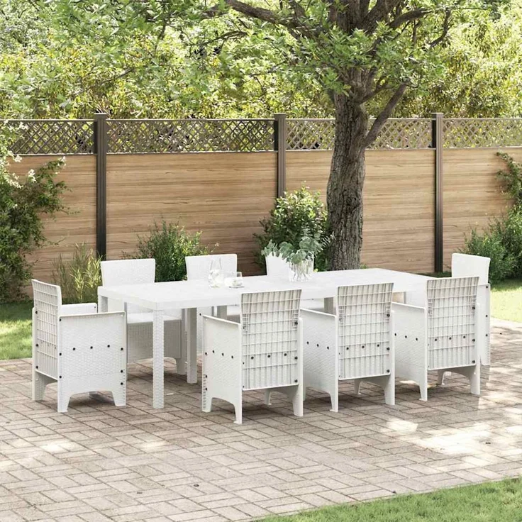 vidaXL Gartentisch Weiß 250 x 100 x 73 cm Poly-Rattan 3378518 – Bild 1
