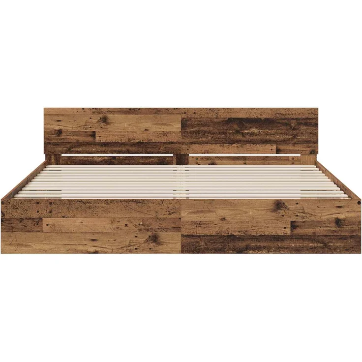 vidaXL Bettgestell mit Kopfteil Altholz 200 x 200 cm Holzwerkstoff 3445768 – Bild 4
