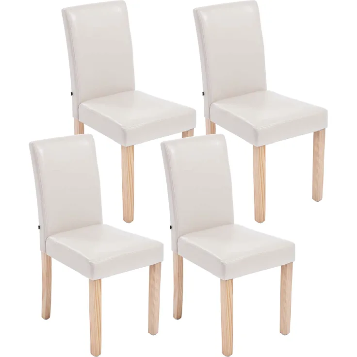 4er Set Esszimmerstuhl DALAN - Kunstleder Creme 41x47x91 cm Hellbraun | Essstühle Esszimmerstühle Küchenstühle Wohnzimmerstühle
