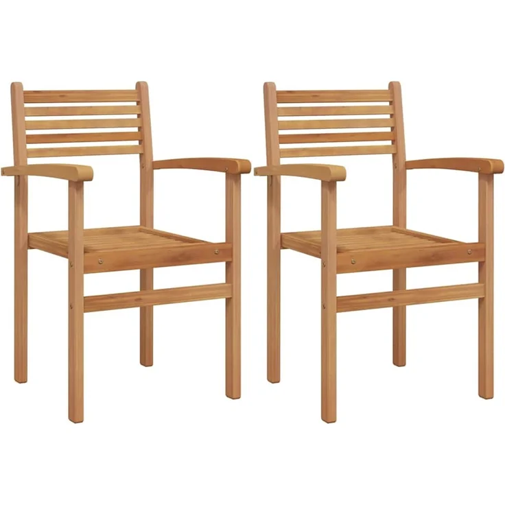 vidaXL Stuhl 2 pcs Braun 56 x 55 x 90,5 cm Massivholz Teak 42002314 – Bild 1