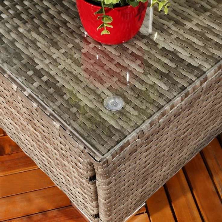 Gartengarnitur Sitzgruppe Lounge Garten Ecksofa Tisch Rattanmöbel grau 5tlg. – Bild 5