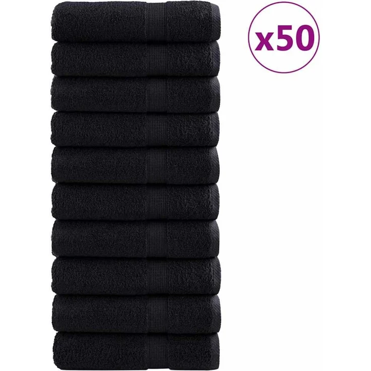 vidaXL Gästetuch SOLUND 50 Stk. Schwarz 50 x 100 cm 550 gsm 42007969 – Bild 2