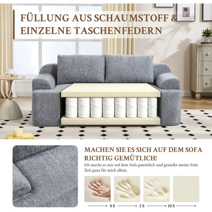 ZUBALIYA SchlafSofa mit Cordbezug, mit Schaumstoffpolsterung, ohne aufwendige Montage, für Wohnzimmer und Apartments – Bild 4