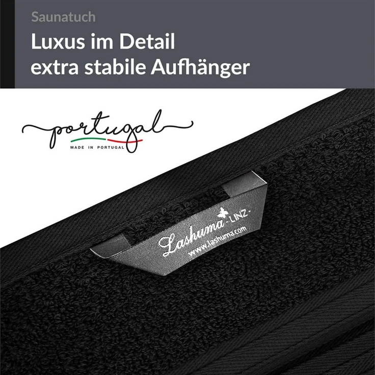 Lashuma Saunatuch Linz, Frottee (1-St), Saugstarkes Badetuch schwarz 70x200 cm – Bild 2