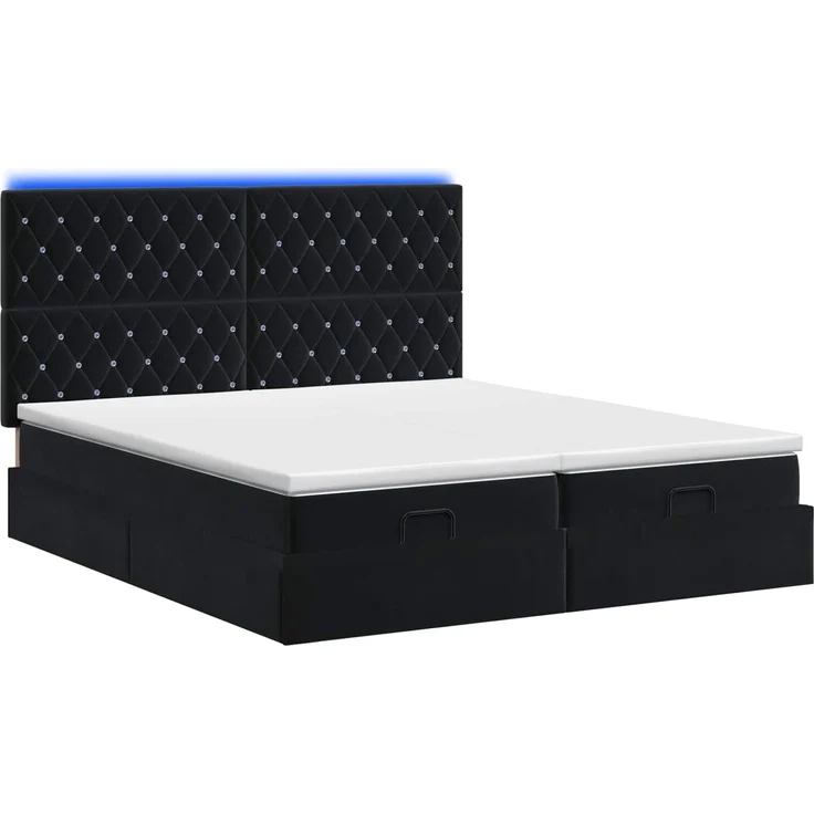 vidaXL Ottoman-Bett mit Matratze und LED Schwarz 180 x 200 cm Samt 3458480 – Bild 9