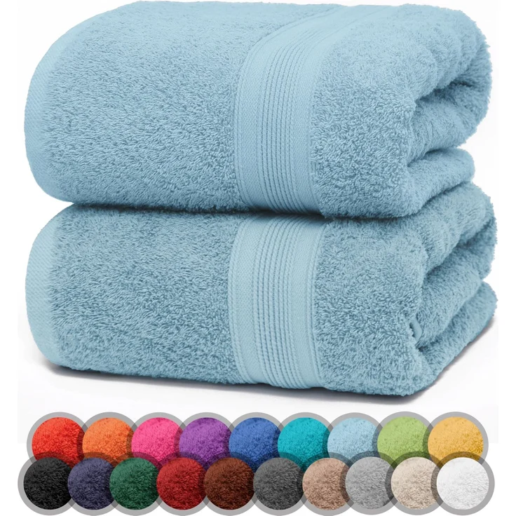 NatureMark 2er Pack DUSCHTÜCHER Premium Qualität 70x140 cm DUSCHTUCH Dusch-Handtuch Doppelpack Farbe: Hell blau