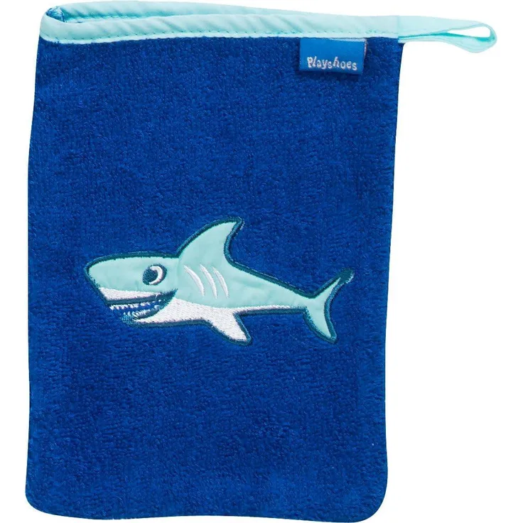Playshoes Kinder Waschhandschuh Hai blau|15x20 cmPlayshoes Kinder Waschhandschuh Hai blau