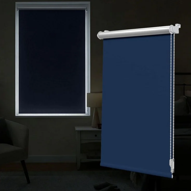 Verdunklungsrollo Klemmfix Tenebra Verdunkelungsrollo-Thermorollo 130x160 cm dunkelblau, Victoria M, blickdicht, ohne Bohren, in Führungsschienen, Klemmfix, Thermo – Isolierung, Mit Magnet – Bild 3