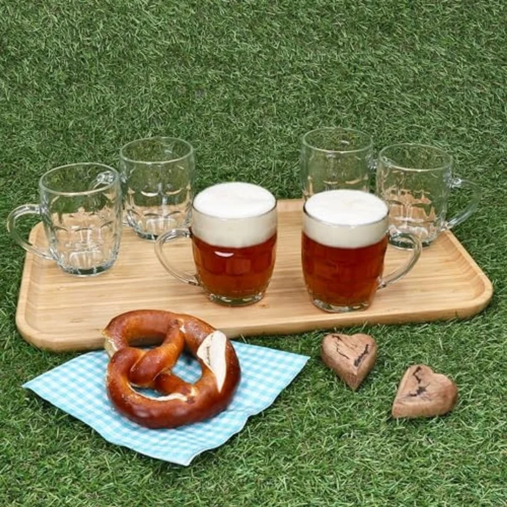 MamboCat Bierglas MamboCat 6er Set Dijon Bierkrug Glas mit Henkel & Relief 0,2L Party, Glas – Bild 5