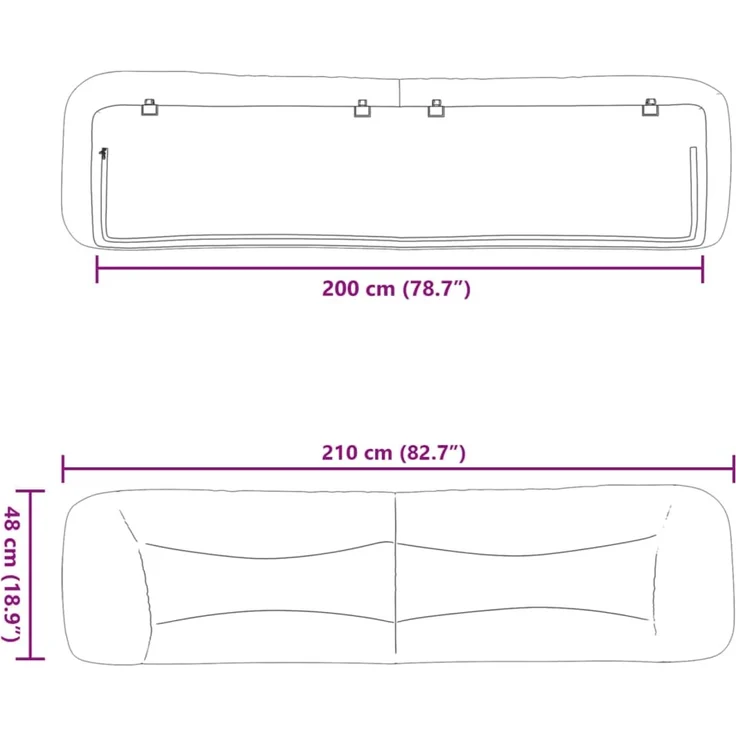 vidaXL Kopfteil-Kissen Blau 200 cm Stoff 374622 – Bild 10