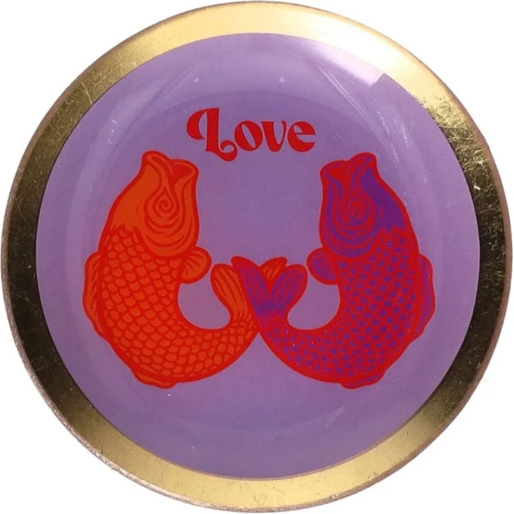 Gift Company Love Plates Glasteller S Motiv: Love/ Fisch rund lila