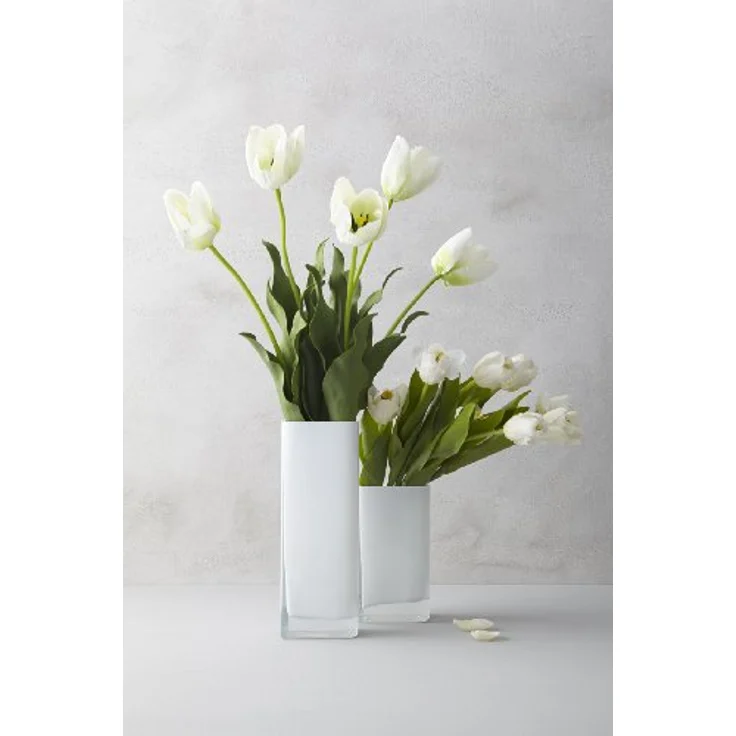 LEONARDO HOME Lucca Tisch-Vase aus handgefertigtem Glas, moderne rechteckige Deko-Vase in weiß, 20 x 11 x 9,5 cm – Bild 3