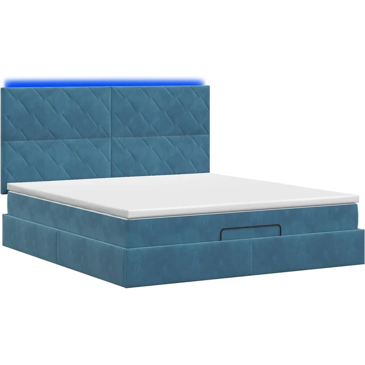 vidaXL Ottoman-Bett mit Matratze und LED Dunkelblau 180 x 200 cm Samt 3458395 – Bild 9