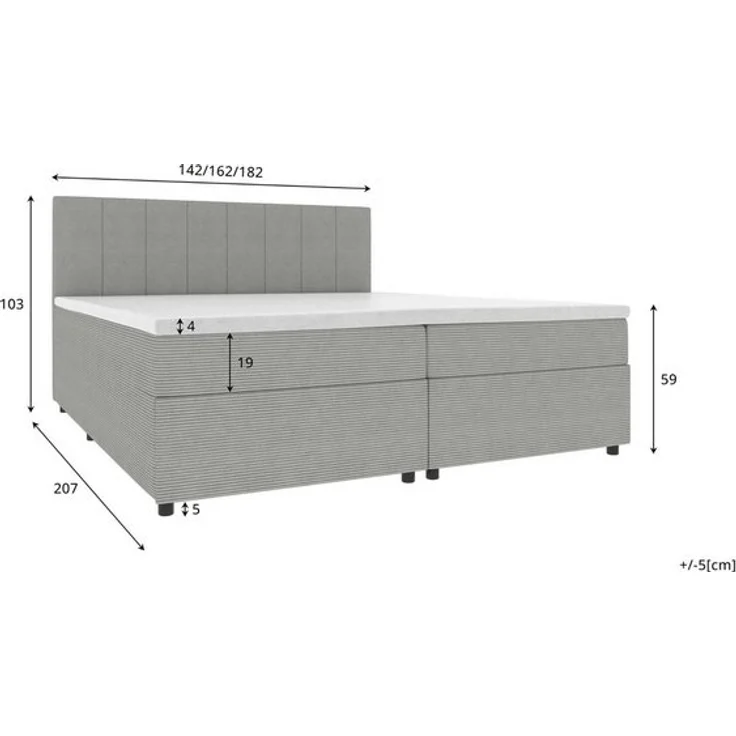 99rooms Kira Boxspringbett Cordstoff POSO Greige 160x200 cm – Bild 4