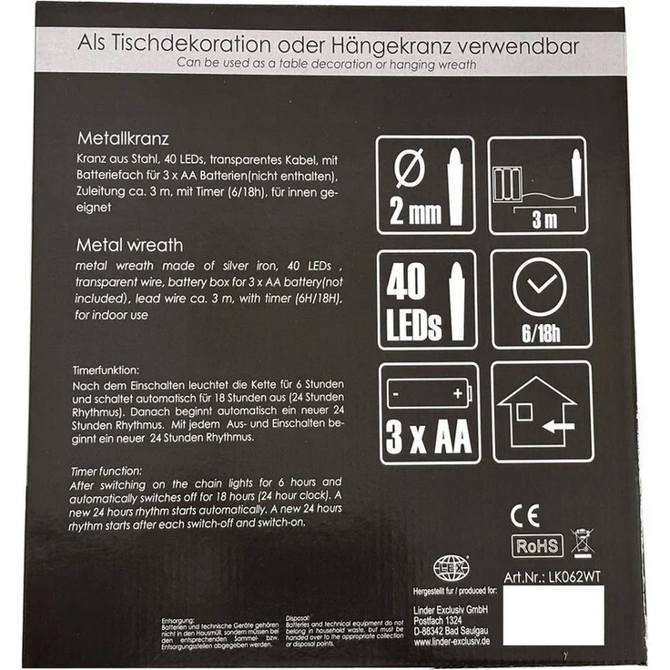 LED Hängekranz / Türkranz LED Kranz Tischkranz Ø30cm warmweiß – Bild 3