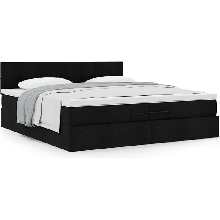 vidaXL Ottoman-Bett mit Matratze Schwarz 200x200 cm Stoff 3311486 – Bild 12