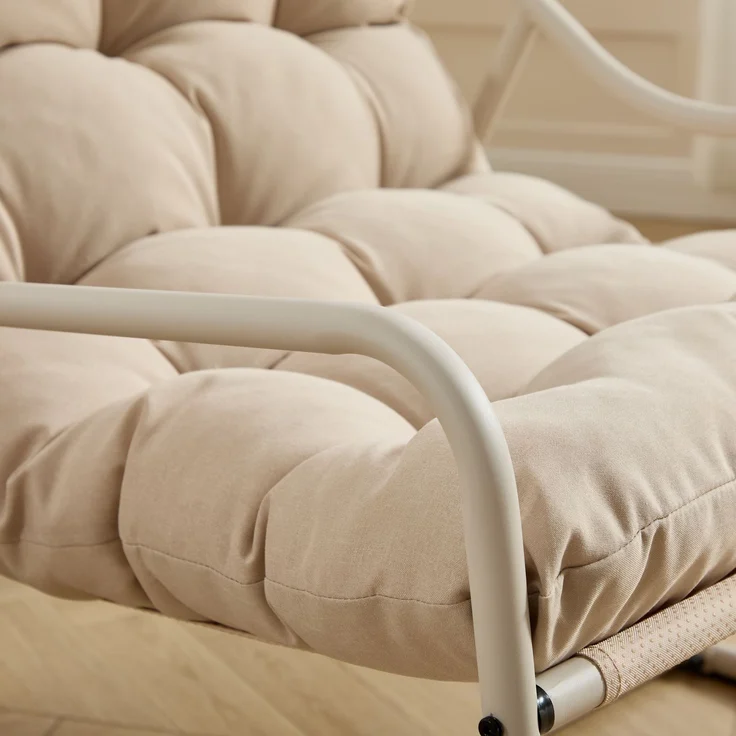 LVHOM Schaukelstuhl mit Fußstütze, Relaxsessel mit gepolstertem Kissen, ergonomischer Schaukelsessel, bis 130kg, Loungesessel für Balkon, Garten & Wohnzimmer – Bild 9