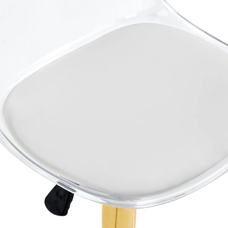 2er-Set höhenverstellbarer Barhocker: Transparente Rückenlehne + goldfarbene Metallbeine, Höhe verstellbar von 82-104 cm, Sitzfläche 360° drehbar.--Gold, Transparent--50.5x40.5x40.5cm--YOUDENOVA – Bild 8