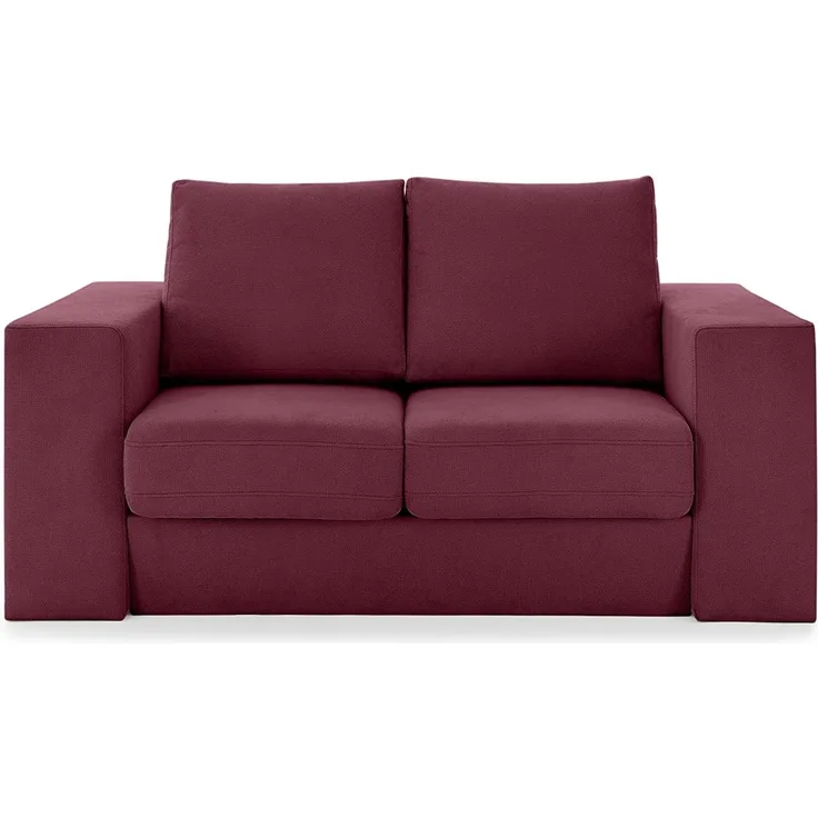 LOOKS by Wolfgang Joop Looks V-2 Designer Sofa mit Hockern und Regal, 2 Sitzer Couch, Funktionssofa, rot, Sitzbreite 120 cm