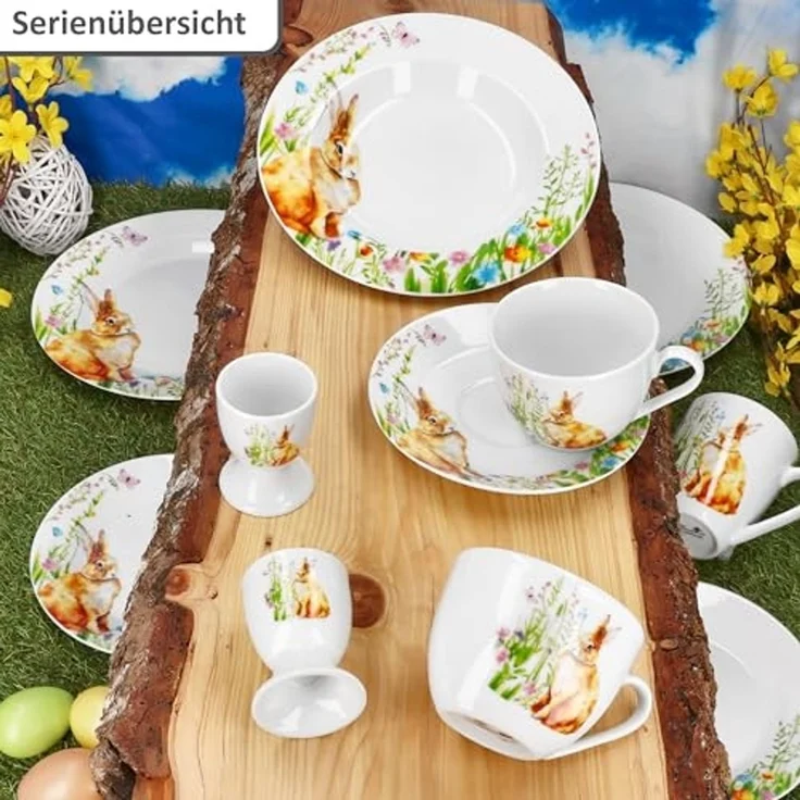 MamboCat Speiseteller 6x Osterfreude Speiseteller Ø27cm Porzellan 6 Pers Platte groß Hase – Bild 5