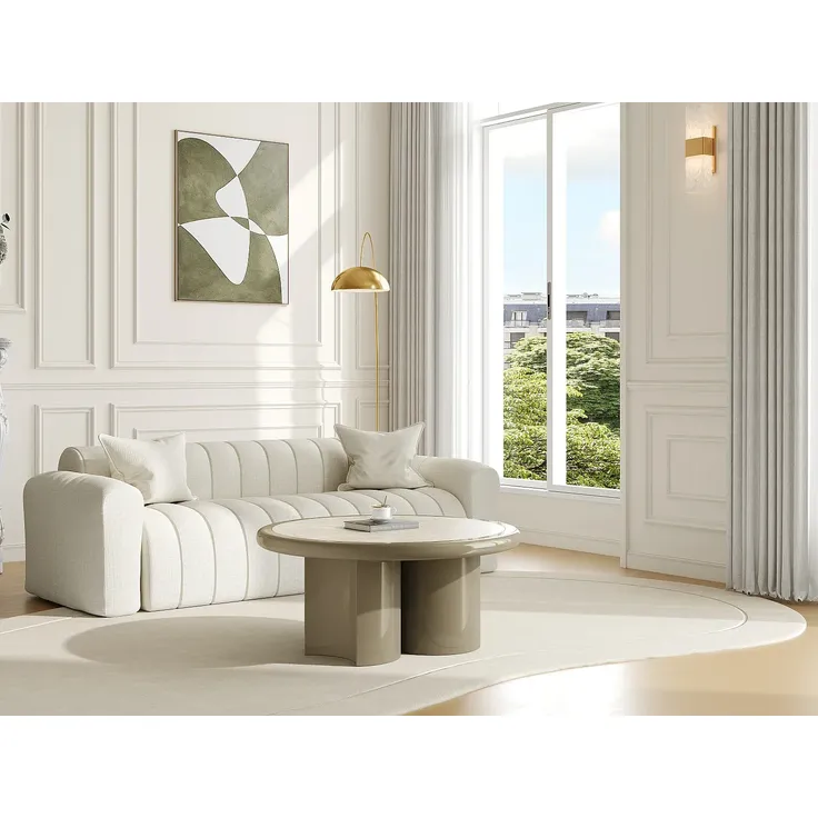 Vente-unique - DIRAMA Couchtisch Marmor SchokoladenbraunBeige - B 90 cm x H 40 cm x L 90 cm