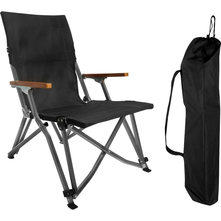 osoltus Faltsessel Lounge Low Campingstuhl Bergen Alu eloxiert Schwarz
