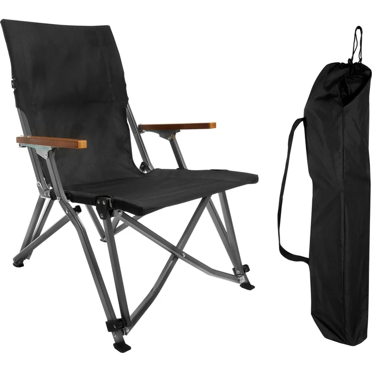 osoltus Faltsessel Lounge Low Campingstuhl Bergen Alu eloxiert Schwarz – Bild 1