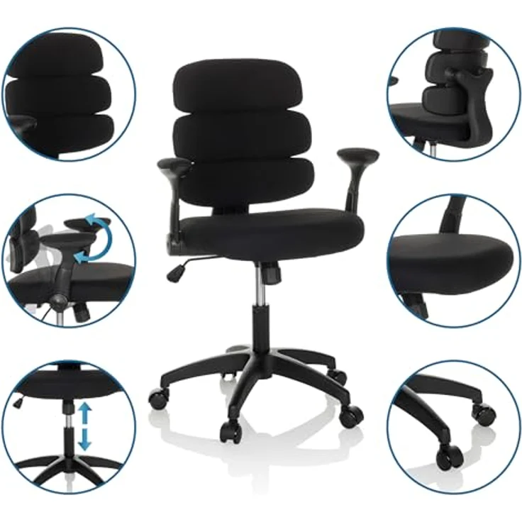 hjh OFFICE Kinderdrehstuhl Kid ERGOLINO B Drehstuhl mit ergonomischer Rückenlehne, Schwarz, 736432 – Bild 6