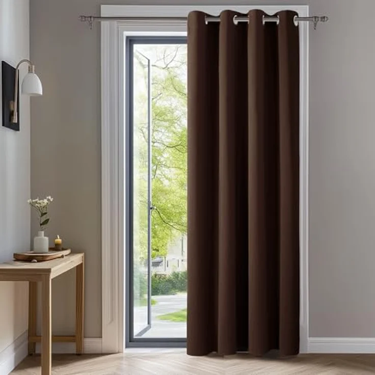 Deconovo Abdunklungsvorhang Blickdichte Vorhänge Thermogardine Dunkelbraun | 1 Stück, H260 x B140 cm, Ösenschal, Abdunkelnd, Kälteschutz und Hitzeschutz, Vorhang für Schlafzimmer, Sichtschutz, UV-Schutz – Bild 1