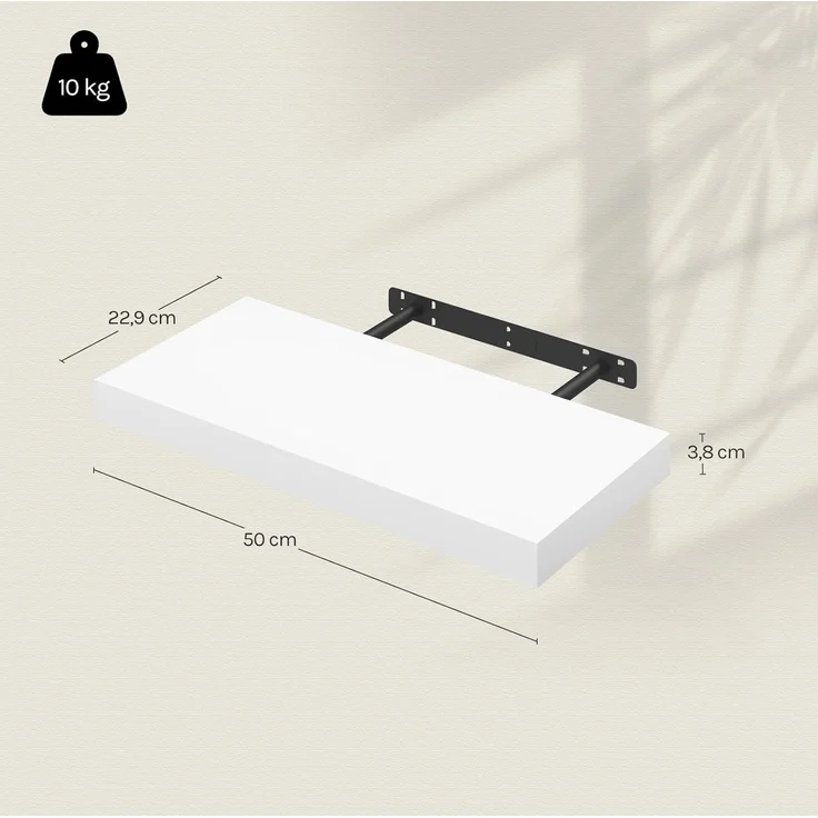 WOLTU Wandboard Wandregal CD DVD Regal Bücherregal Schweberegal Holz Board 50x22. 9x3. 8cm weiß für Büro, Wohnzimmer, Schlafzimmer, Küche RG9368ws – Bild 3