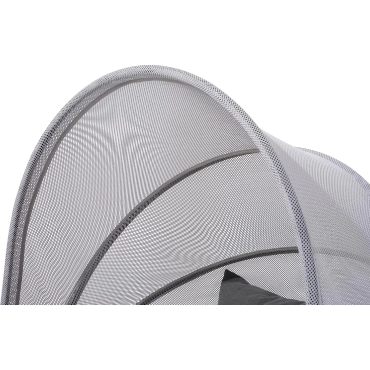 LECO Sessel mit Fußhocker CLARA, Sonnendach, Polsterauflage und Kissen grau, Stahlrohrgestell anthrazit, Sessel 102x93x 52 cm, Hocker 89x48x36 cm – Bild 7