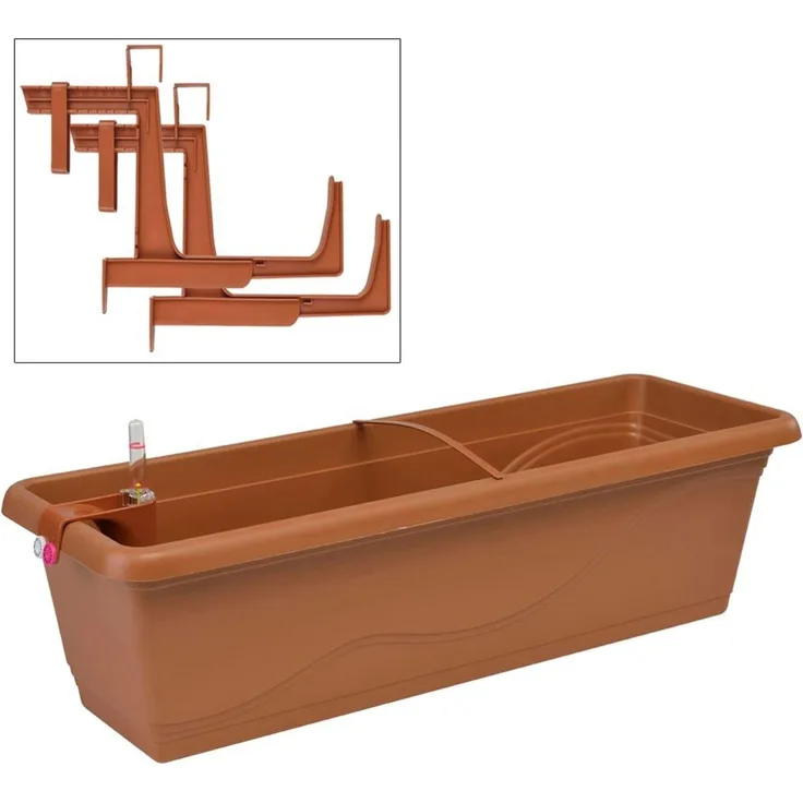 Blumenkasten 59cm mit Kastenhalter und Wasserspeicher Balkonkasten Pflanzkasten