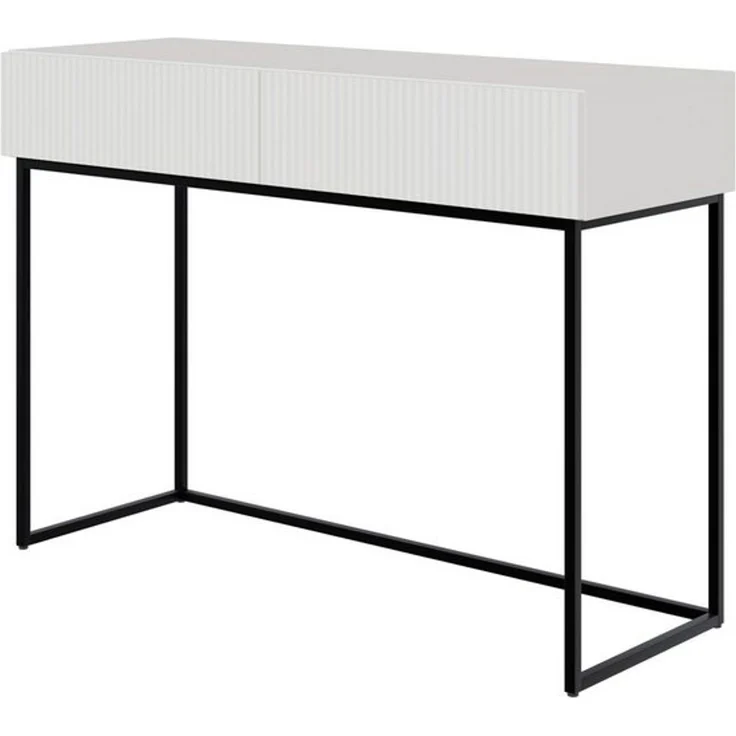 Selsey Schminktisch VELDIO, 2 Schubladen mit geriffelten Fronten, Metallgestell, 110 cm breit – Bild 4