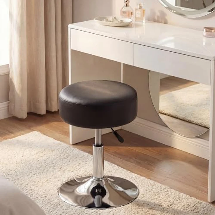 Duhome Hocker, Drehhocker Sitzhocker Rund Rollhocker Schminkhocker Höhenverstellbar – Bild 9