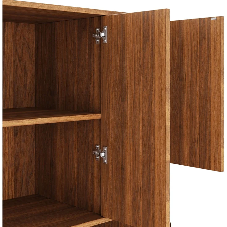 ZUBALIYA Sideboard (106 x 40 x 178 cm), LED - Beleuchtung, Gedämpftes Schließen, Fronten in Flechtoptik, Naturfarben – Bild 24