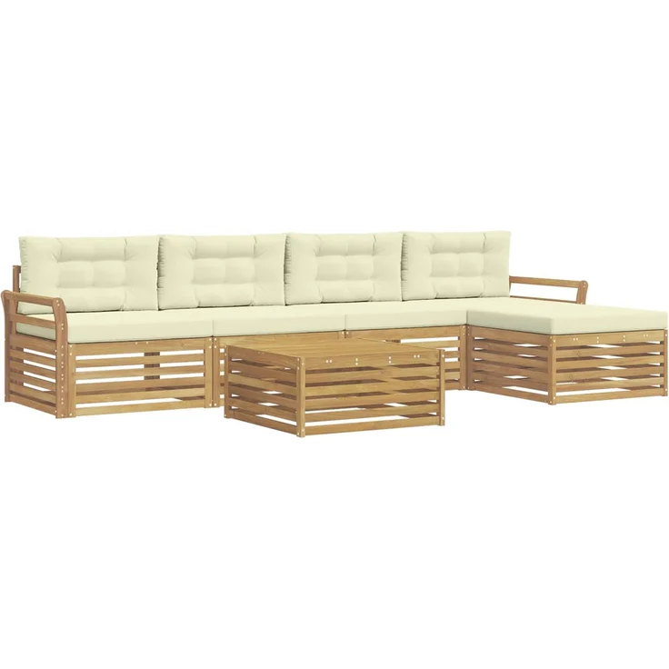 vidaXL Outdoor-Sofagarnitur 6 stk. 5-Sitzer Weiß und Creme Polyester 3390365 – Bild 2