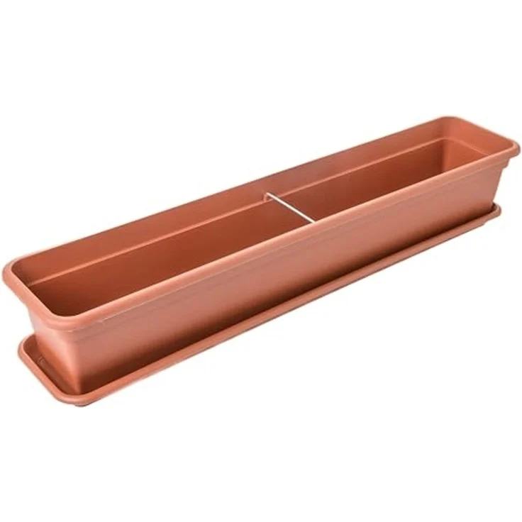 Centi Balkonkasten Blumenkasten Balkon, Balkonkasten, Blumenkasten Fensterbank außen (Set, 4 St, 80 cm, Terracotta, Made in EU), Blumenkasten Untersetzer, Balkonkästen aus Kunststoff – Bild 2
