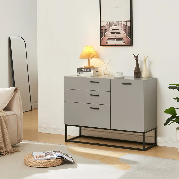 Sideboard Lavangen 75x100x35 cm Hellgrau [en. casa] – Bild 1