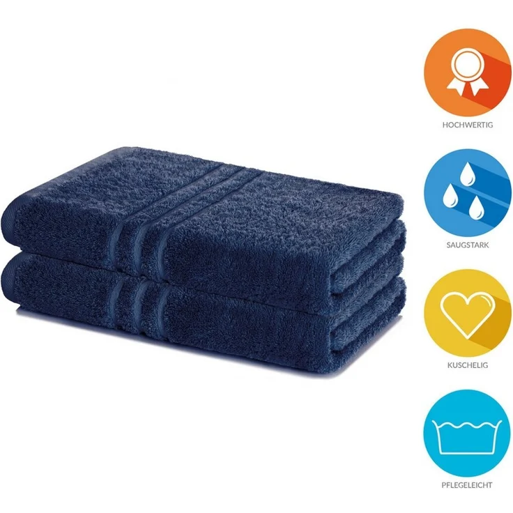 2er Set Duschtuch 70x140 cm, Frottierserie Elena, Navy – Bild 2