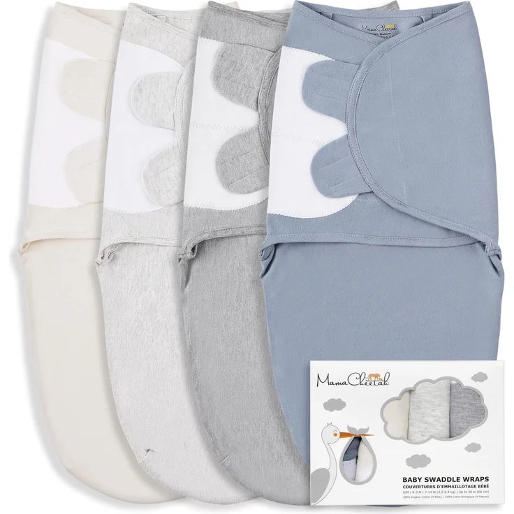 Mama Cheetah Preemie Swaddle Sack, Organic Swaddle Sleep Sacks for Preemies, Swaddle Blanket Wrap, Easy Swaddles for Premature Baby Girl 1.8-3.2 kg, Newborn Essentials, 3-Pack, Cotton