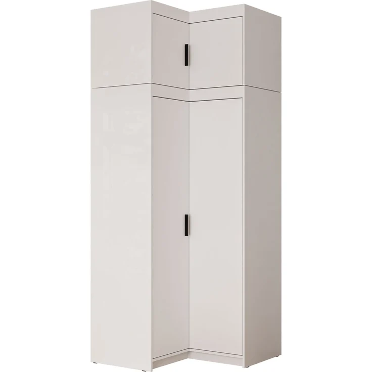 Eckkleiderschrank Elena 2D + Schrankaufsatz (Farbe: Weiß) – Bild 1