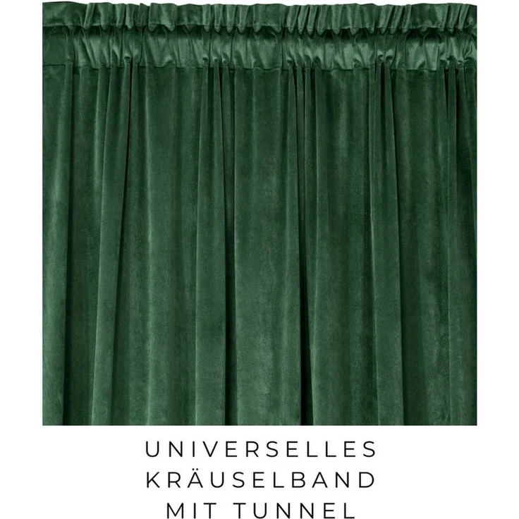 Eurofirany Vorhang VELVET (2 St), Kräuselband, blickdicht, Samt, 2er-Set Vorhang aus Velvet, mit mittlerem Verdunkelungsgrad, Tunnelzug – Bild 3