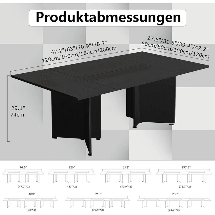 Konferenztisch modularer erweiterbar Büro 160 cm x 80 cm x 74 cm Weiß – Bild 2