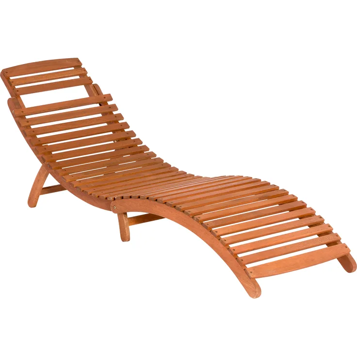 Merxx Gartenliege "Ipanema", klappbar aus Eukalyptus mit ergonomischer S-Form, inkl. Wendeauflage rot/beige