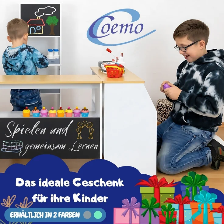 Coemo Spielküche Ida 4er Set aus Holz 4-tlg. Kinderküche in Grau – Bild 7