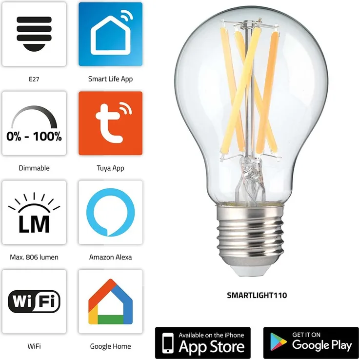 SMARTLIGHT110 Smart-Filament-LED-Lampe mit Wi-Fi