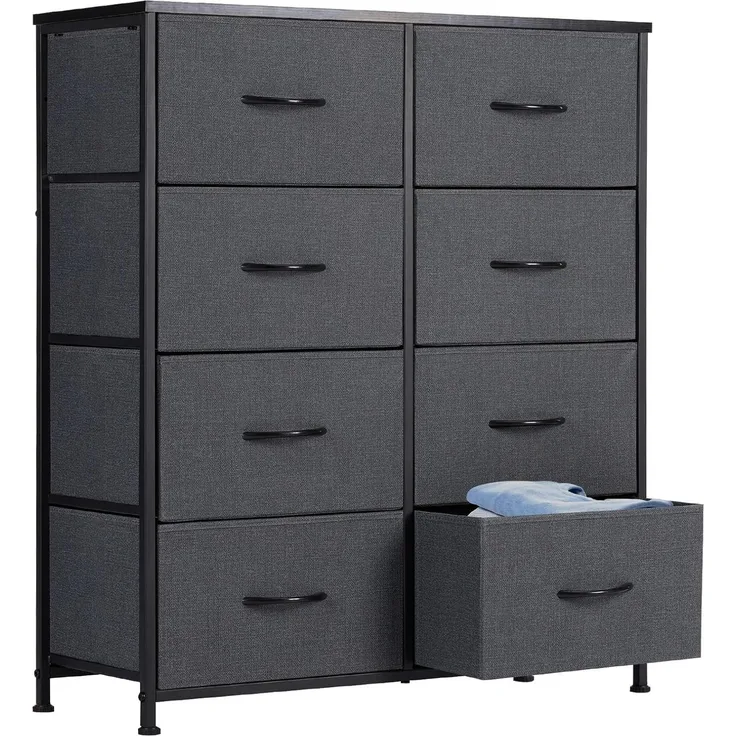 Sweetcrispy Kommode für Schlafzimmer, breite Schublade Kommode, 8 Stoffschubladen mit Griffen, Schubladen aus Stoff, Schrank, TV Stand für Schlafzimmer, Schrank, Wohnzimmer, Kinderzimmer
