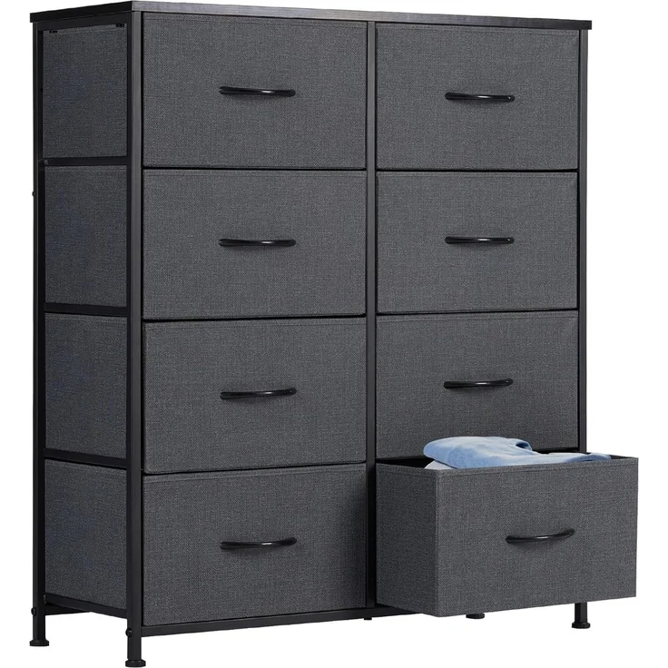 Sweetcrispy Kommode für Schlafzimmer, breite Schublade Kommode, 8 Stoffschubladen mit Griffen, Schubladen aus Stoff, Schrank, TV Stand für Schlafzimmer, Schrank, Wohnzimmer, Kinderzimmer – Bild 1